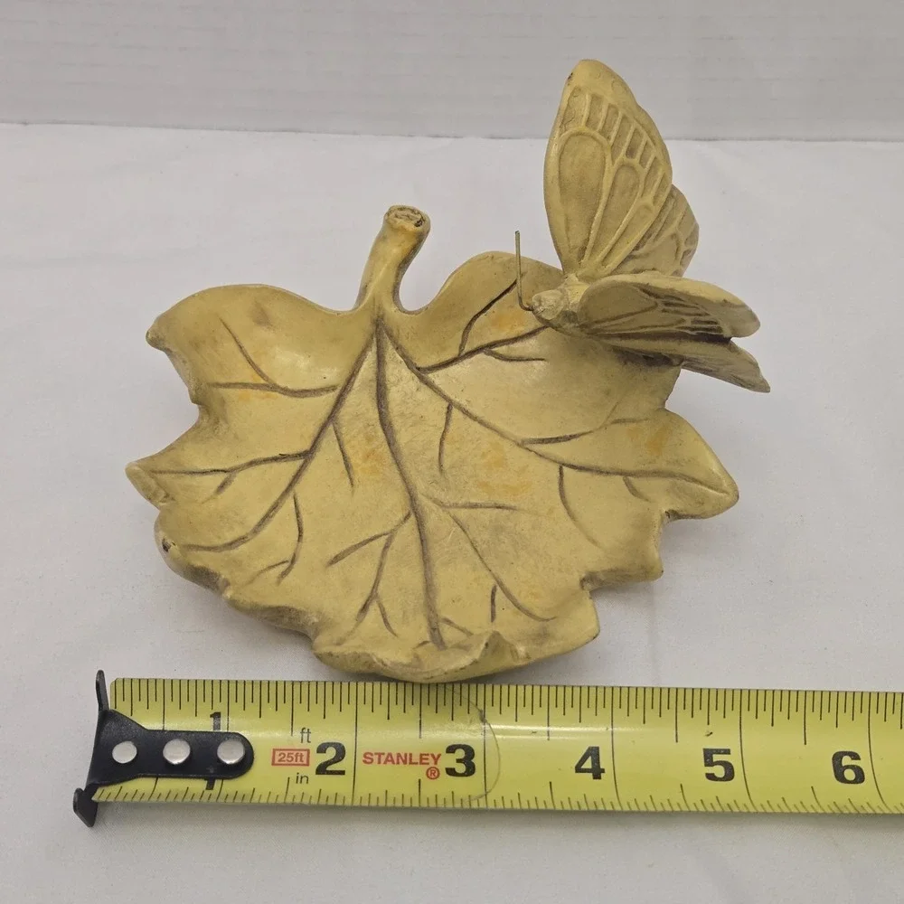 Vtg MCM Golden Maple Leaf Trinket Dish Butterfly Autumn Resin Jewelry Tray‎ 5